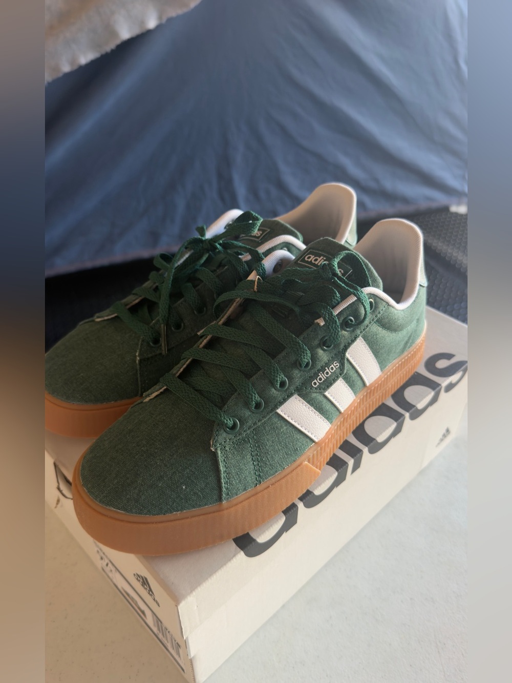 adidas daily 3.0 Men’s Green Suede Low-Top Sneakers with Gum Sole